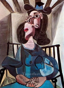 肘掛け椅子に座る帽子をかぶった女性 ドラ・マール 1941年 パブロ・ピカソ Oil Paintings